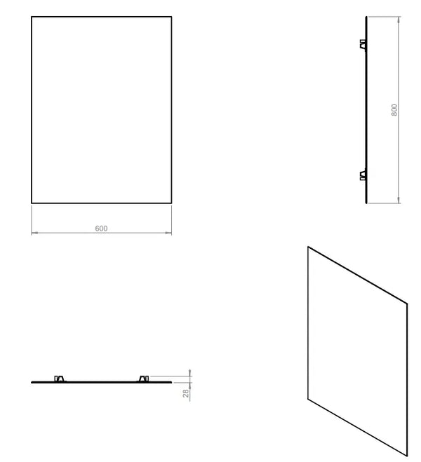 Cosmic Basic Rectangular Wall-Mounted Mirror 60 × 80 cm