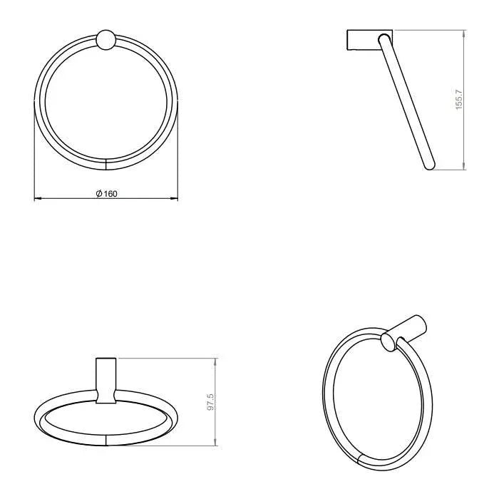 Cosmic Minimalism dvieļu turētāja gredzens, 16 cm — hromēts